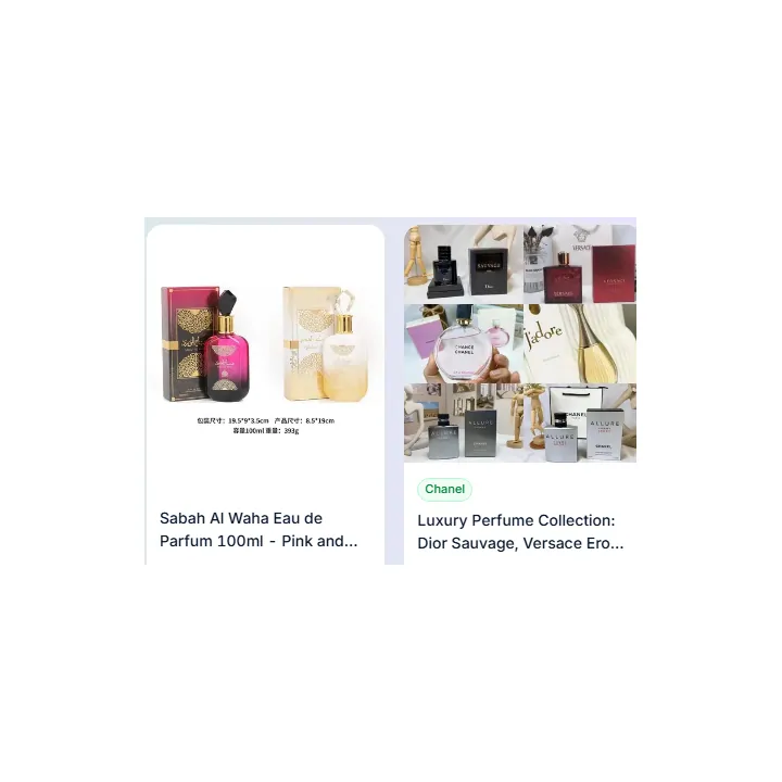 Perfume listings on the finds catalogue